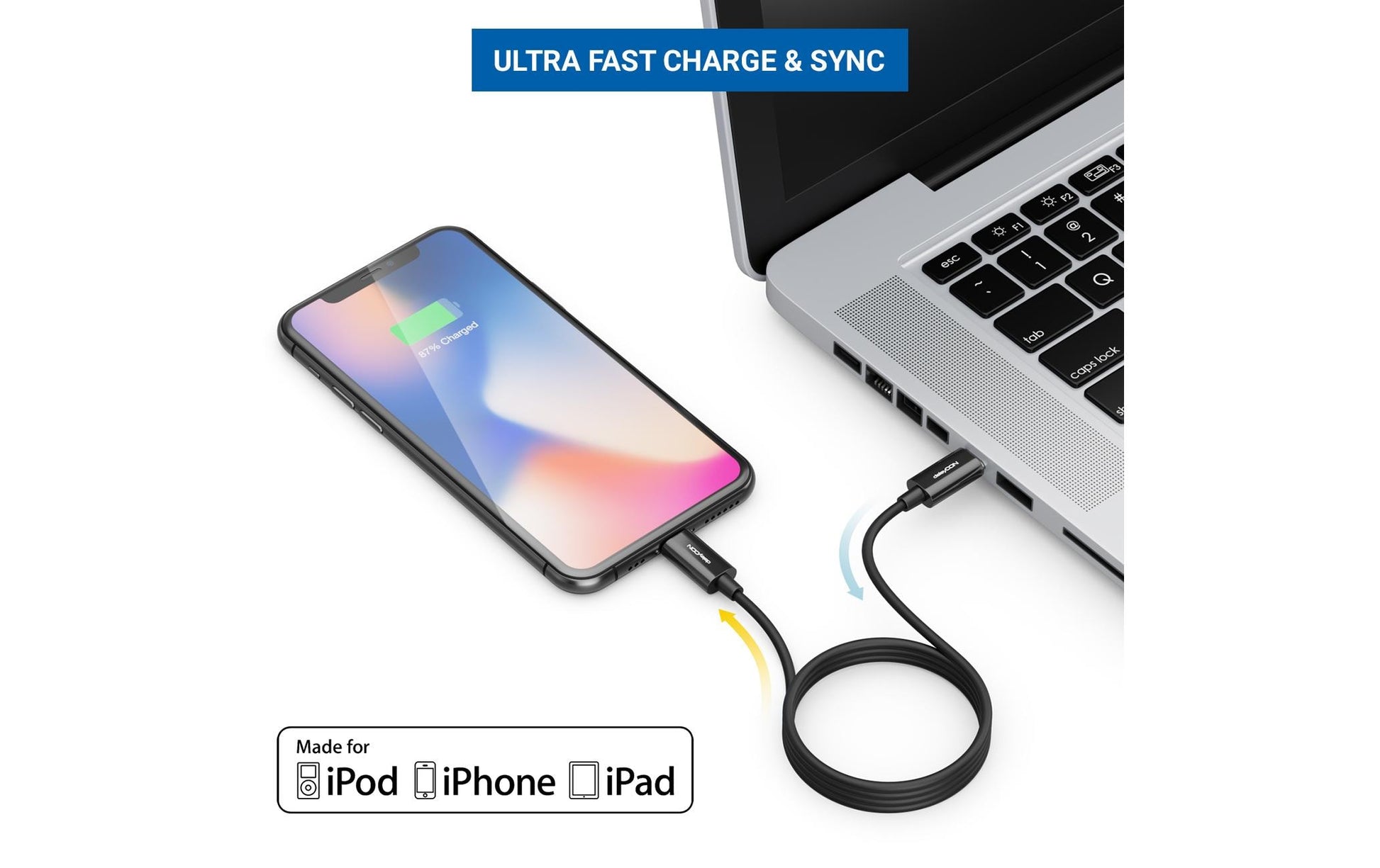 deleyCON Daten- & Ladekabel – USB-C auf Lightning 1 m, MFi zertifiziert – für iPhone/iPad