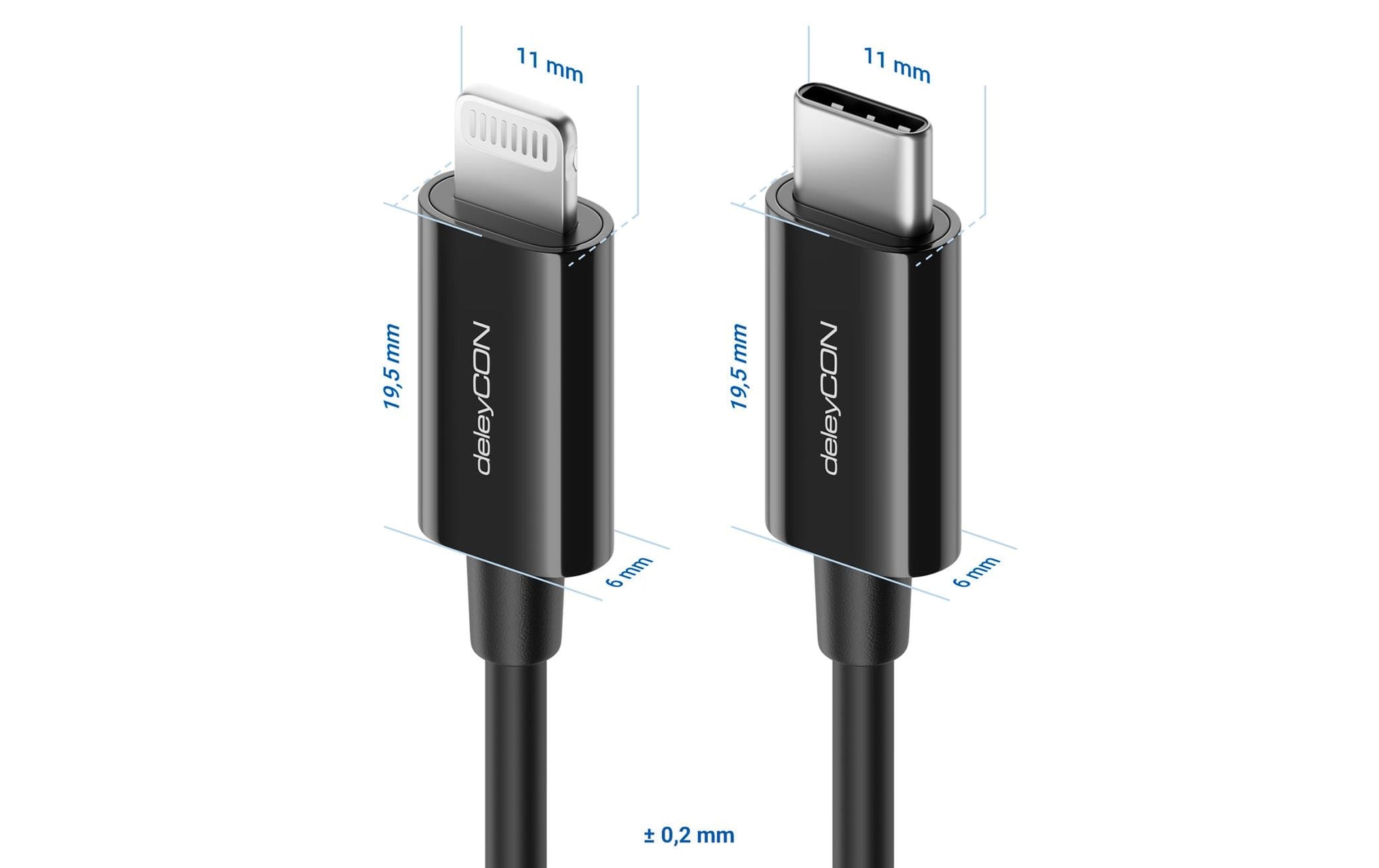 deleyCON Daten- & Ladekabel – USB-C auf Lightning 1 m, MFi zertifiziert – für iPhone/iPad