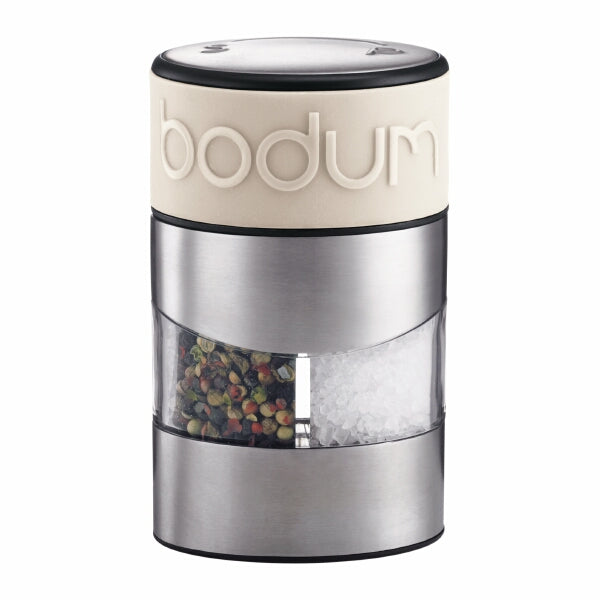 Bodum Salz- und Pfeffermühle Ø 6,8 × 11 cm, Edelstahl/Keramik, Weiss/Silber