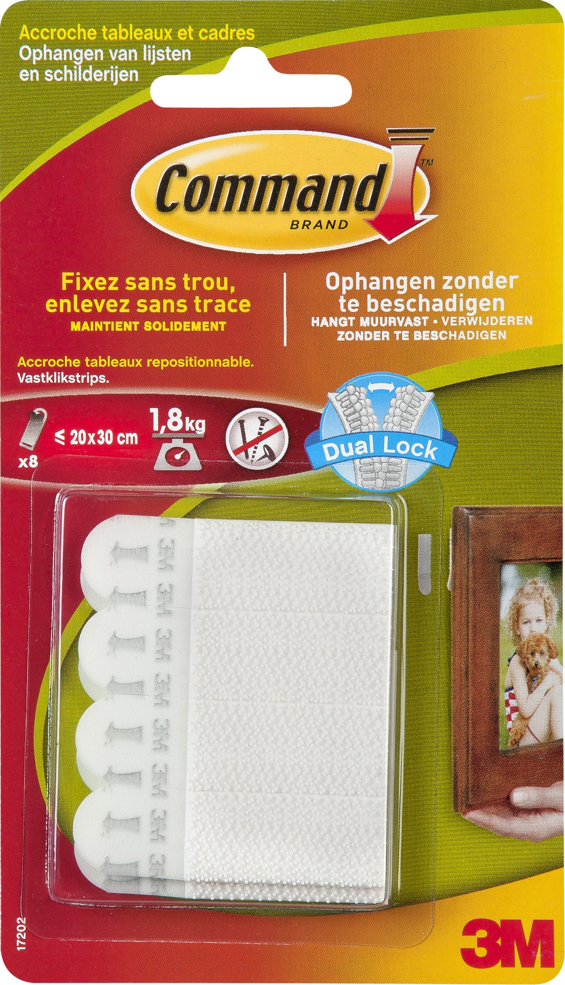 Command Montagepad – 16 × 54 mm, 2,5 mm, weiss, für Beton, 8 Stk.