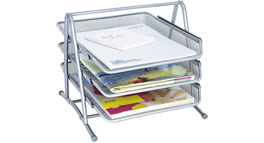 Wedo Briefkorb – Metall, für A4, C4, stapelbar, matt, silber, B 350 × H 270 × T 300 mm
