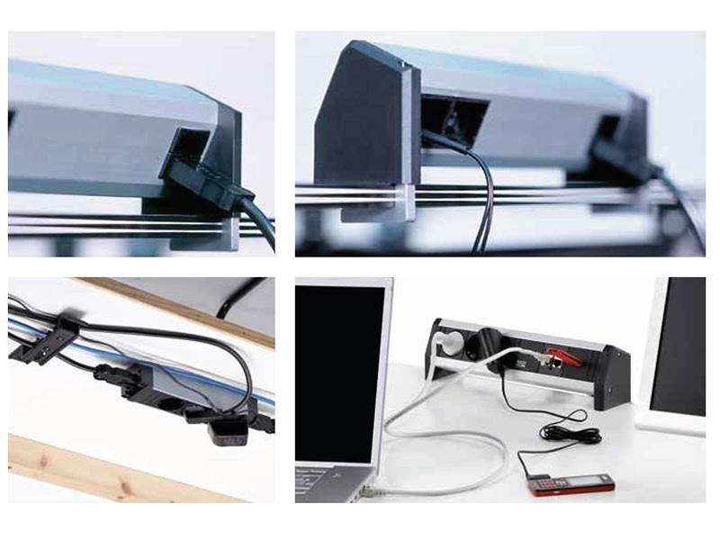 BACHMANN DESK Haltewinkel – für Tischplattenstärke 50–80 mm, 2er-Set, Aluminium eloxiert