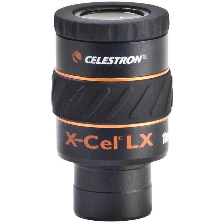 Celestron X-Cel LX 18 mm Okular – 60° scheinbares Sehfeld, 1,6 cm Augenabstand, FMC-beschichtet – Schwarz/Orange