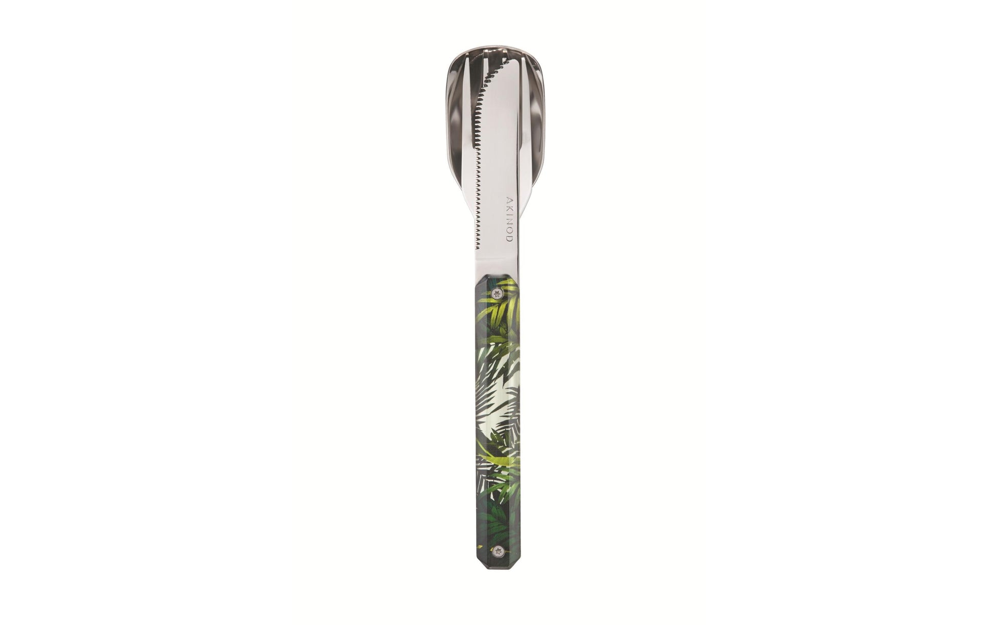 Akinod Straight Camping-Besteck-Set – 3-teilig, 18 cm, Edelstahl, Kunststoffgriff, Mehrfarbig