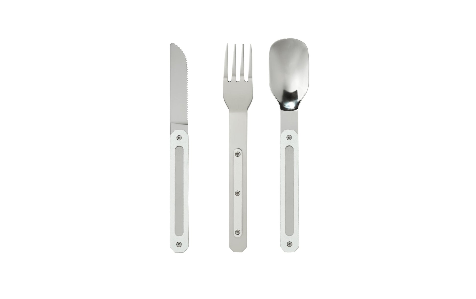 Akinod Straight Camping-Besteck-Set – 3-teilig, 18 cm, Edelstahl, Kunststoffgriff, Mehrfarbig