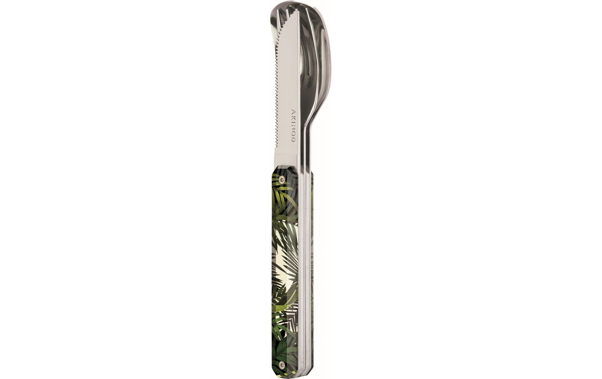 Akinod Straight Camping-Besteck-Set – 3-teilig, 18 cm, Edelstahl, Kunststoffgriff, Mehrfarbig