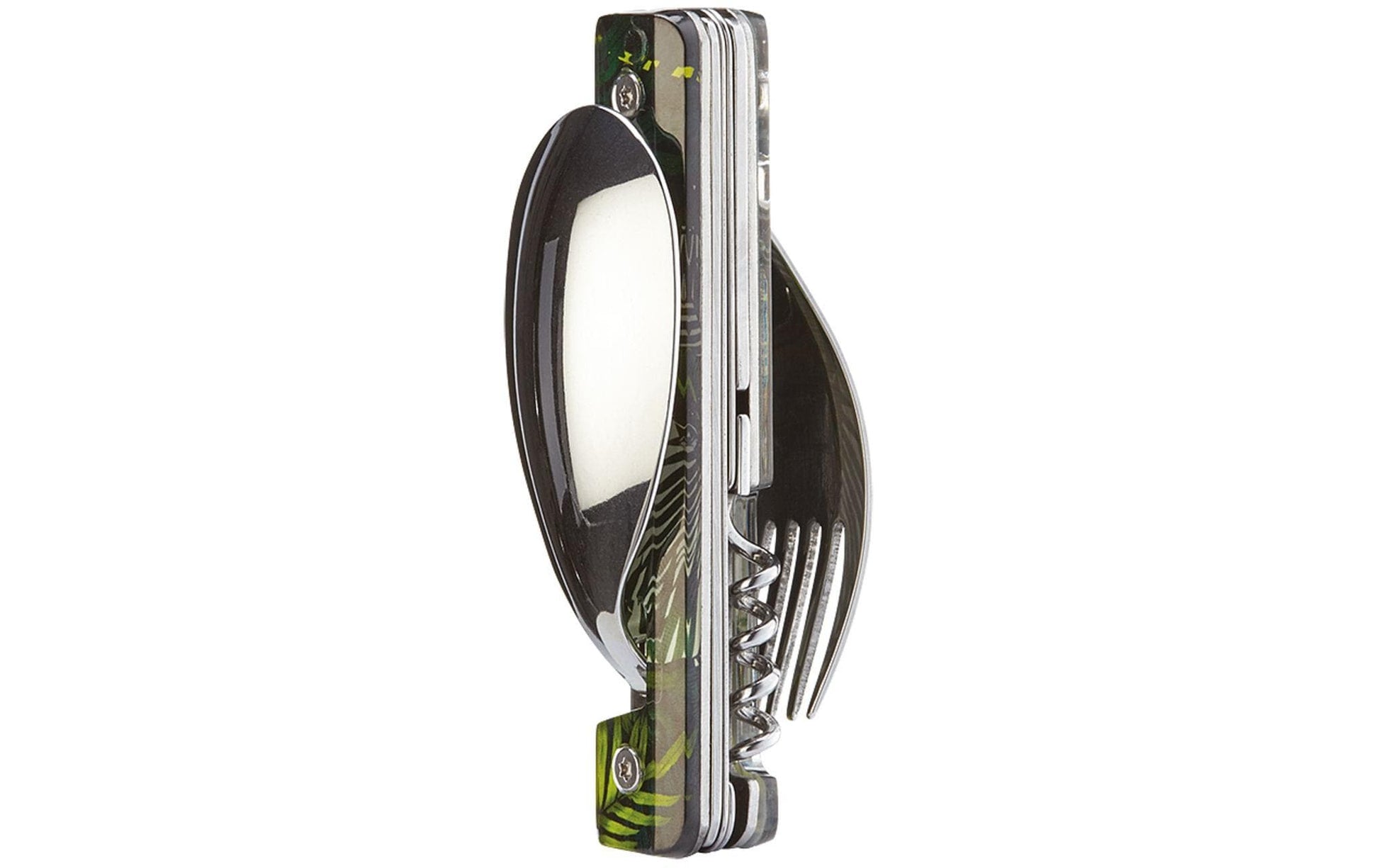 Akinod A02M00018 Camping-Besteck-Set – 10 cm, Edelstahl, Kunststoffgriff, Mehrfarbig