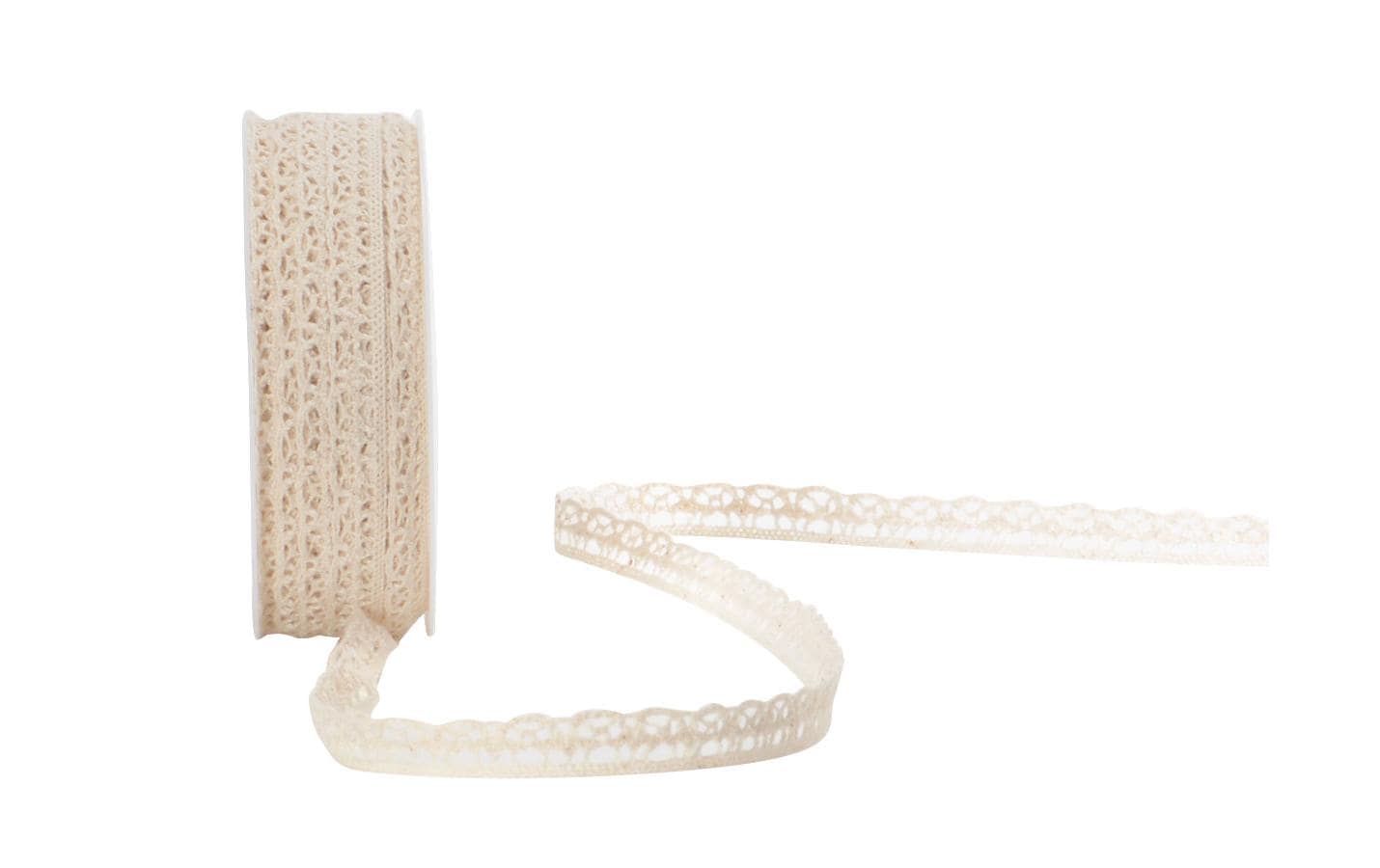 Spyk Geschenkband Liza Beige – 10 mm × 10 m – Spitzenband