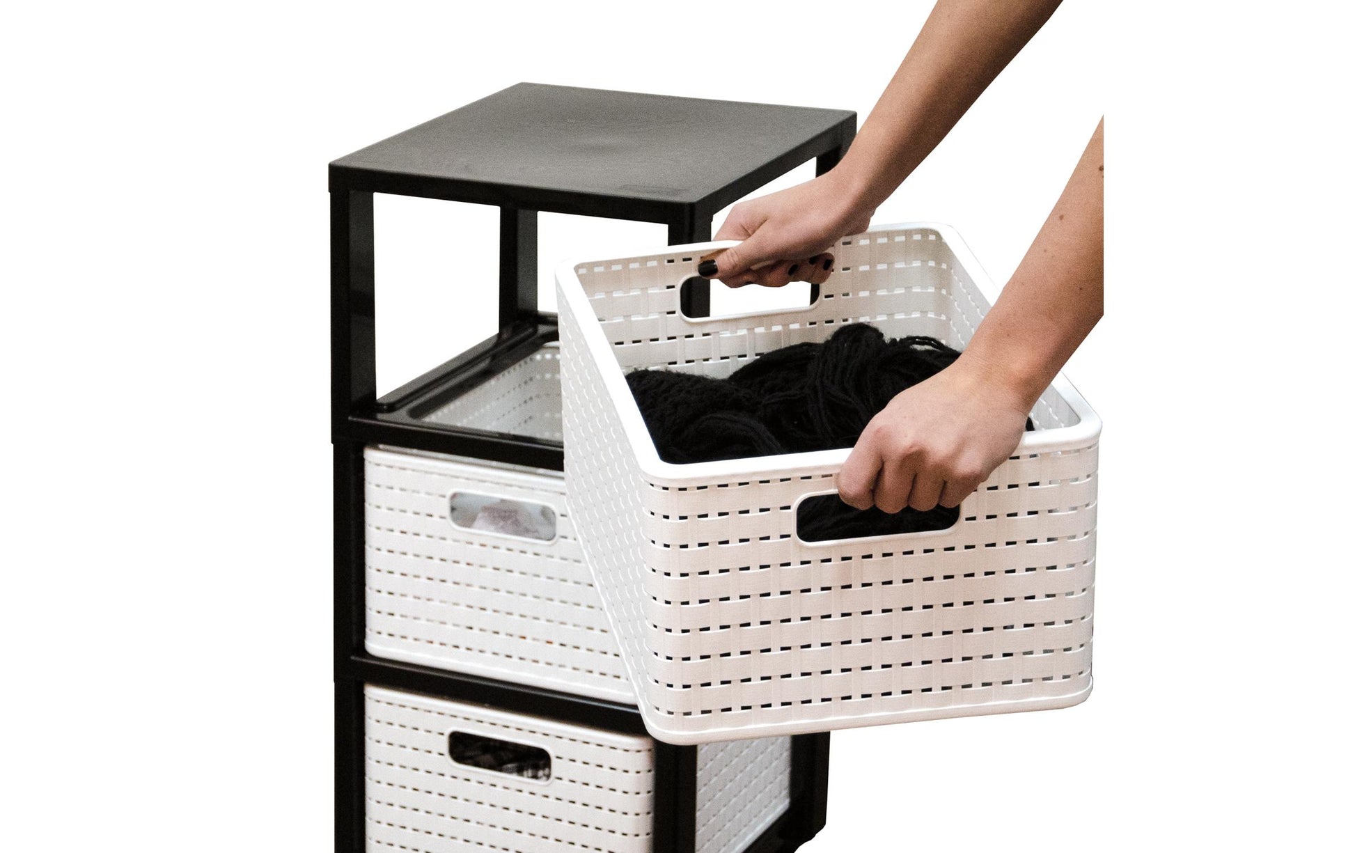 Rotho Schubladenturm 3 Schubladen – mit Rollen – Anthrazit – 325 × 712 × 375 mm