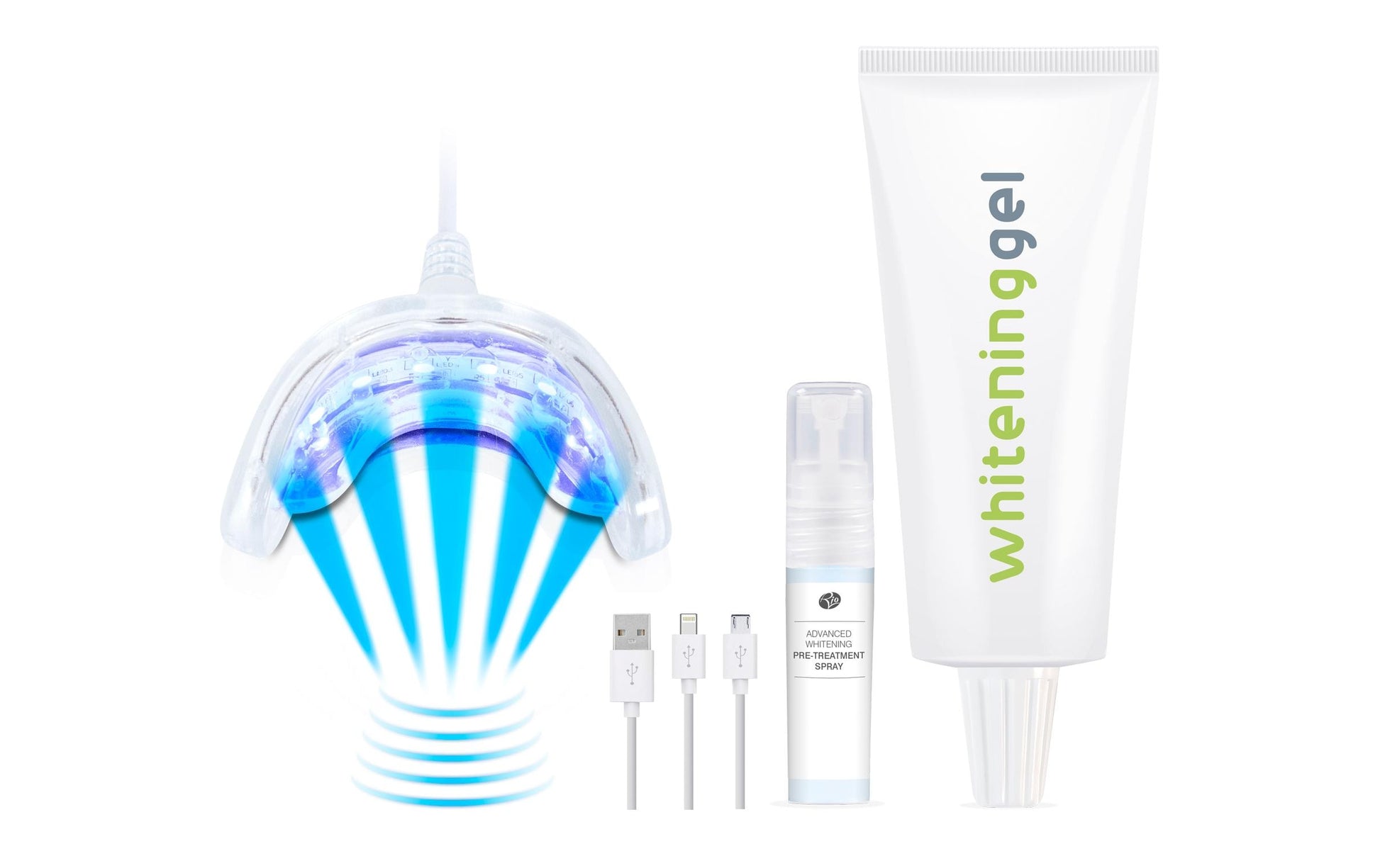 Rio Zahnaufhellungsset – UV-Licht, 3 Gels