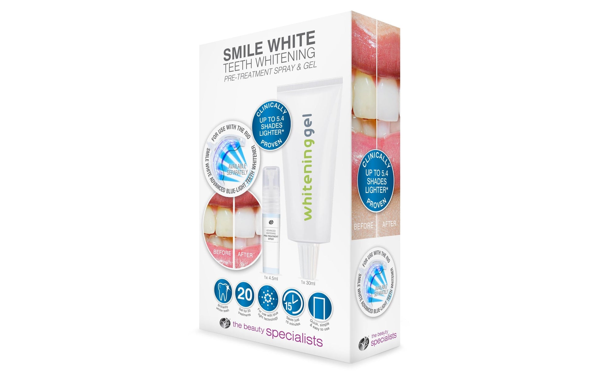 Rio Zahnaufhellungsset – Spray & Gel – für Rio Smile White Kit – Ergebnisse in 15 min