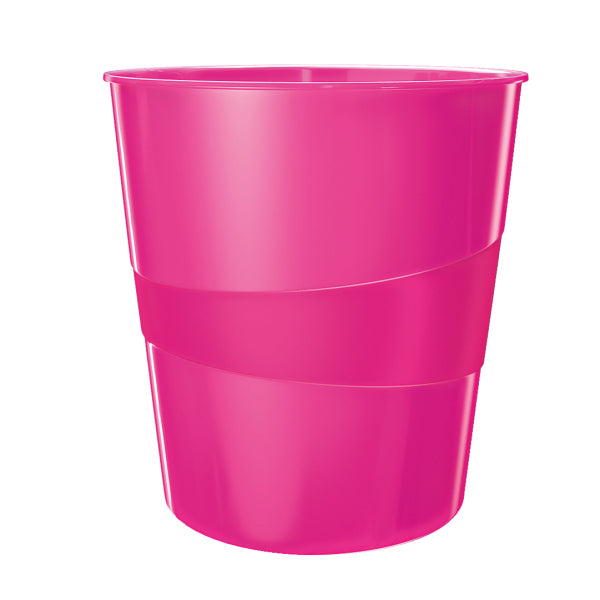 Leitz Papierkorb WOW – 15 l – Kunststoff (PS), rund – pink