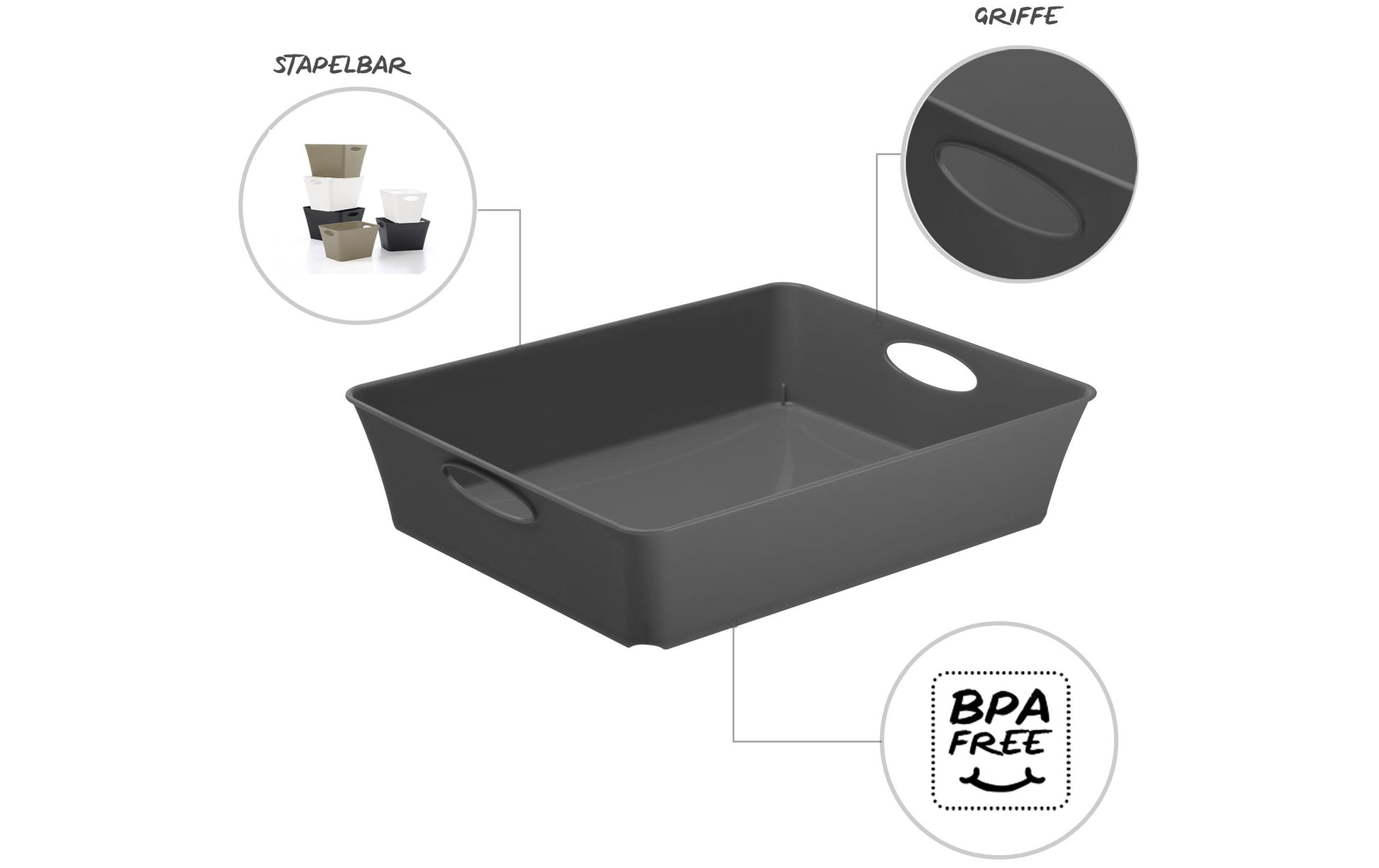 Rotho Briefkorb – Kunststoff, für C5, stapelbar, mit Griffausschnitt, anthrazit, B 212 × H 60 × T 216 mm