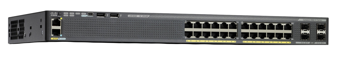 Cisco Catalyst 2960-X – Managed L2/L3 Switch – 24× 1G, 4× SFP, PoE+, PoE-Budget 370 W, 19", 1U