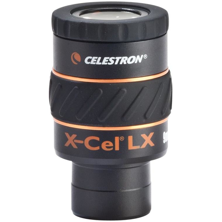 Celestron X-CEL LX 9 mm Okular – 60° Sehfeld, Augenabstand 1,6 cm – für Teleskop – Schwarz/Orange