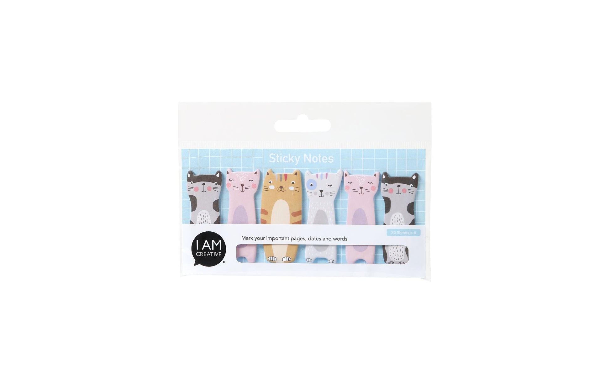 I am Creative Motiv-Haftnotizen Katze – 55 × 20 mm – mehrfarbig