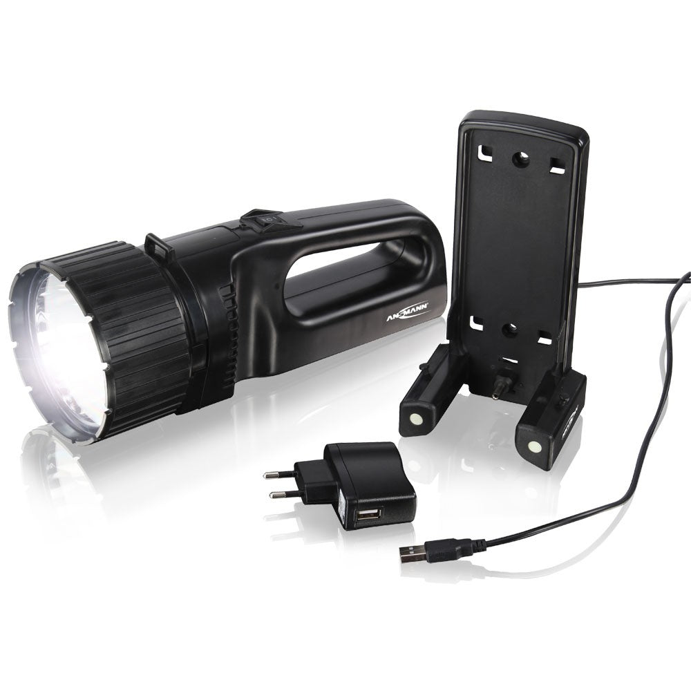 Ansmann Taschenlampe 1600-0055 – 5 W, 4400 mAh Akku, Laufzeit 32 h, Ladezeit 13 h – Schwarz