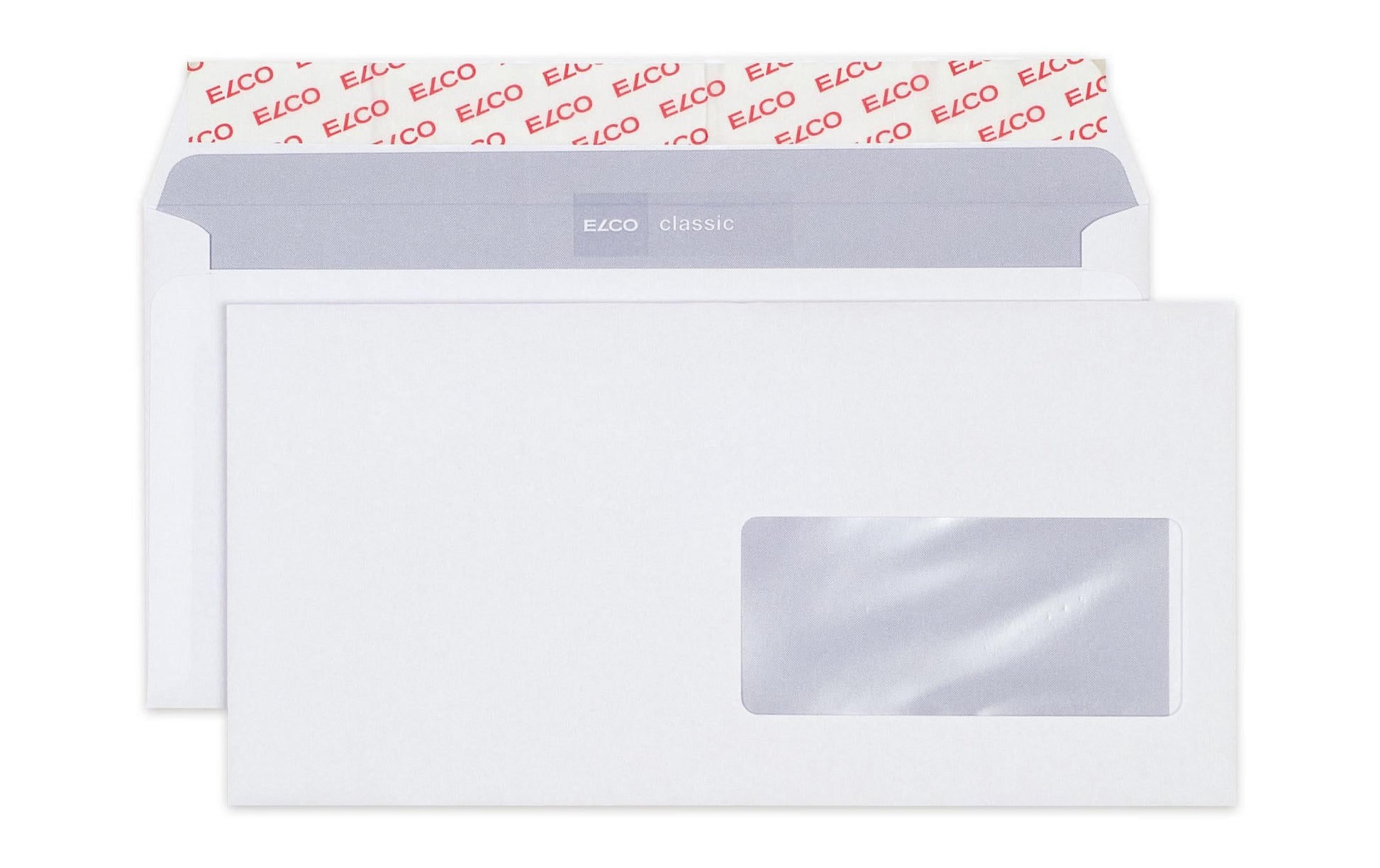 Elco Couvert C5/6, mit Fenster, selbstklebend, weiss, 100 g/m², mit Innendruck – 500 Stk.