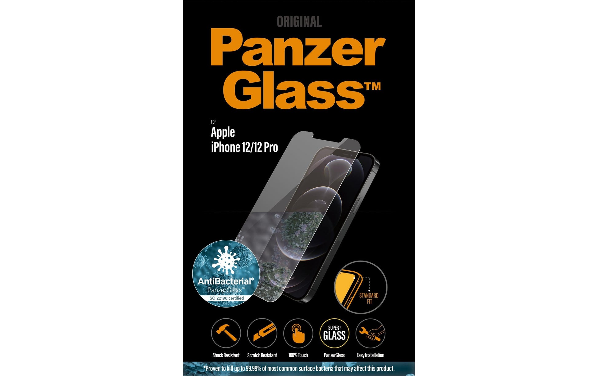 PanzerGlass Displayschutzglas – für Apple iPhone 12/12 Pro, Hartglas, Transparent