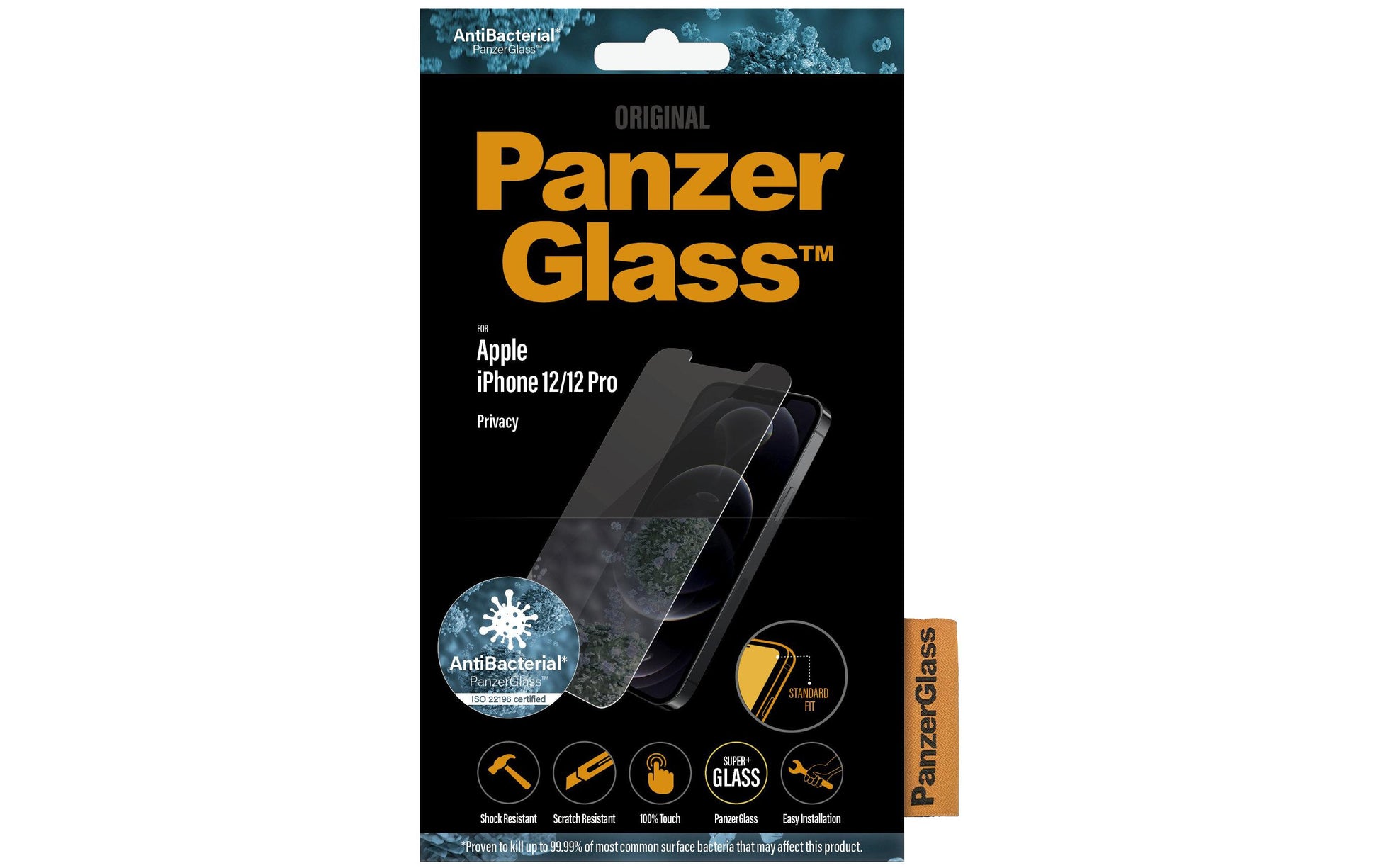 PanzerGlass Privacy-Filter (Panzerglas), Antibakteriell – für iPhone 12/12 Pro