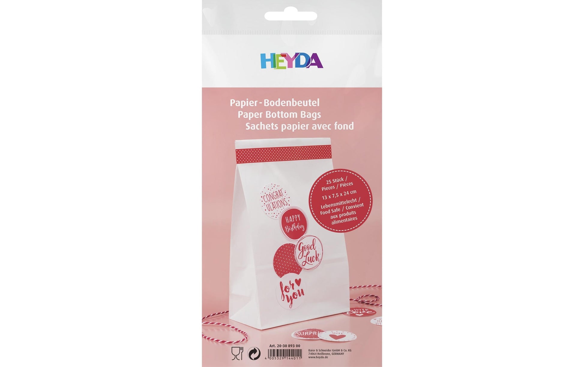 KNORR prandell Adventskalender-Geschenktüten-Set – 12 × 6 × 21 cm, Papier, Weiss, 25 Stück