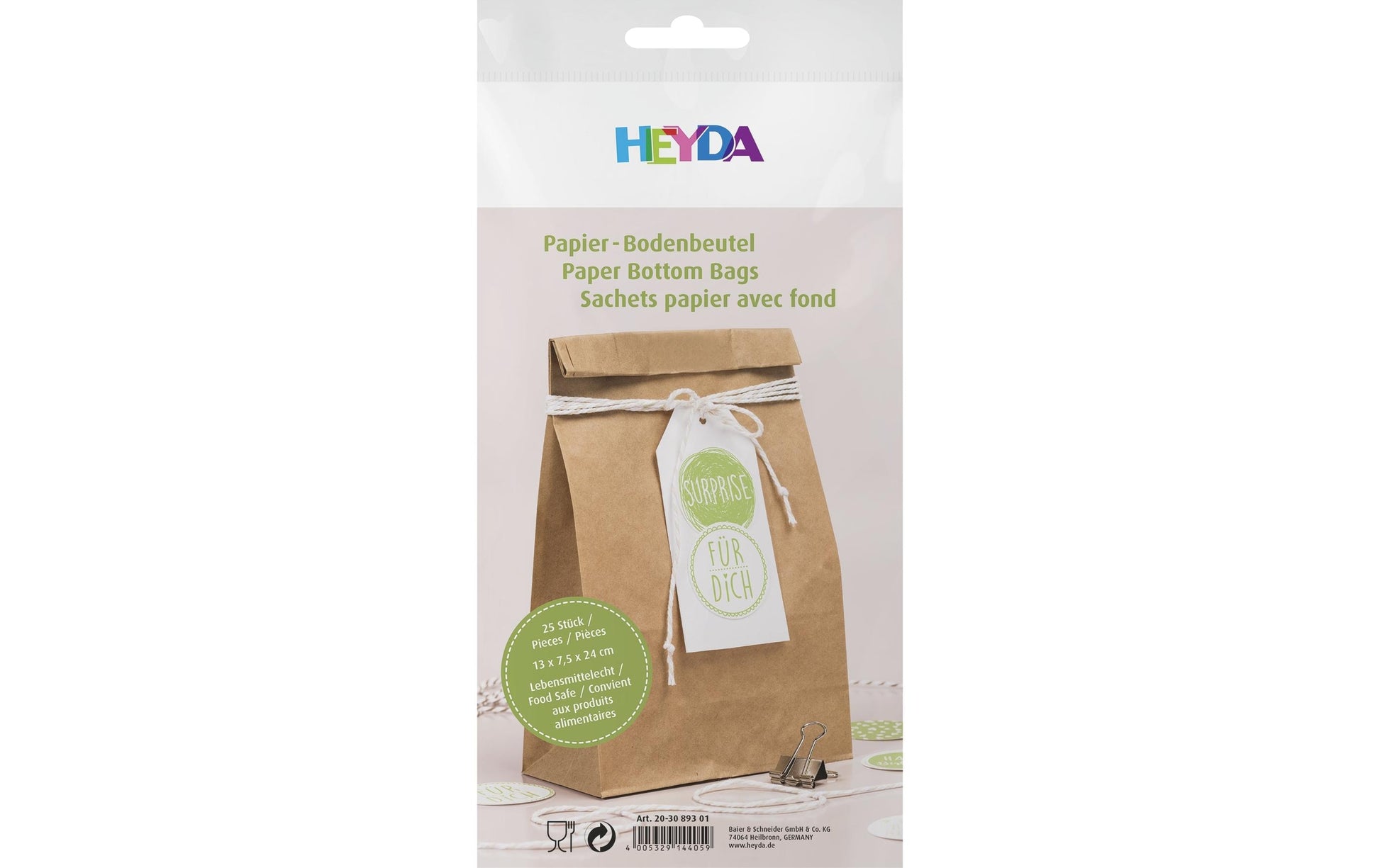 KNORR prandell Adventskalender-Geschenktüten-Set – 12 × 6 × 21 cm, Papier, Natur, 25 Stück