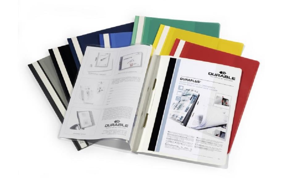 Durable Schnellhefter – A4, Kunststoff, schwarz, Sichttasche, Beschriftungsstreifen