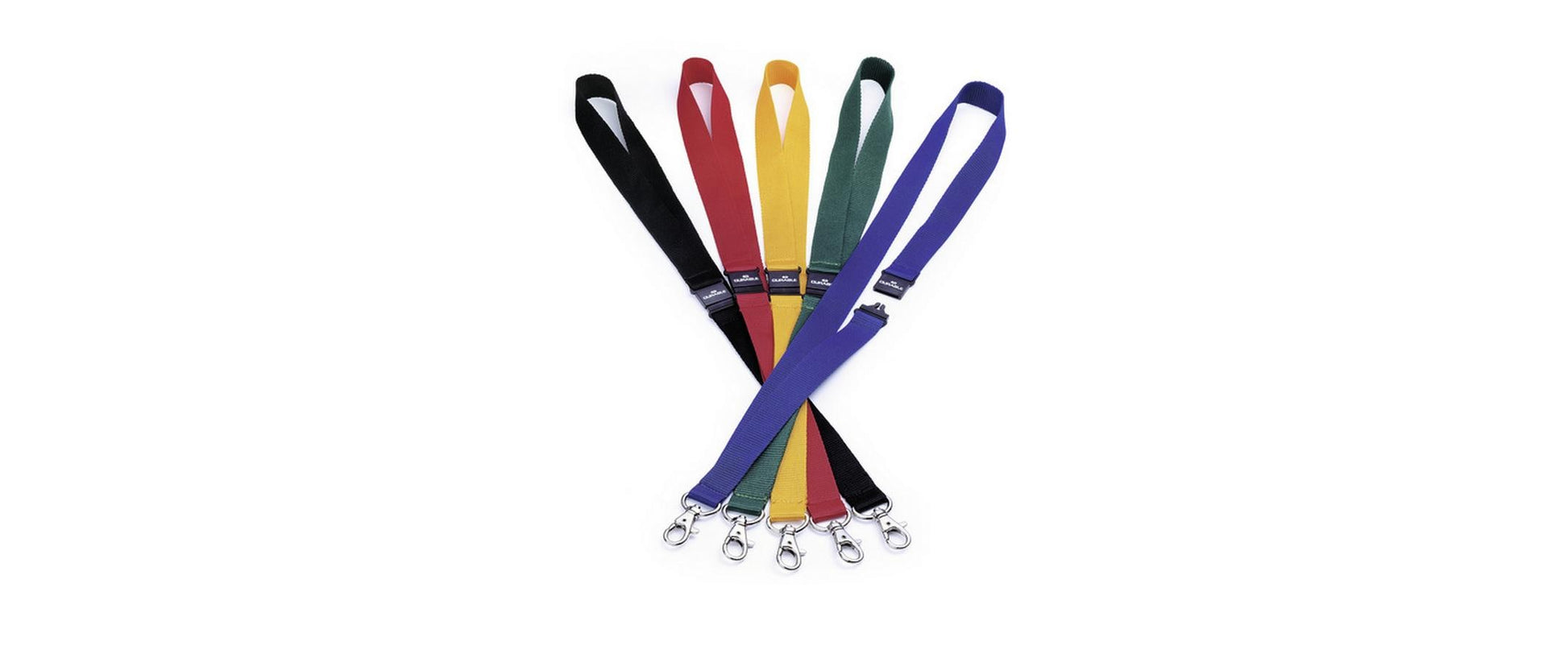 Durable Schlüsselanhänger Textilband – Kunststoff, B 20 × H 440 mm, Grün, Sicherheitsverschluss, 10 Stk.
