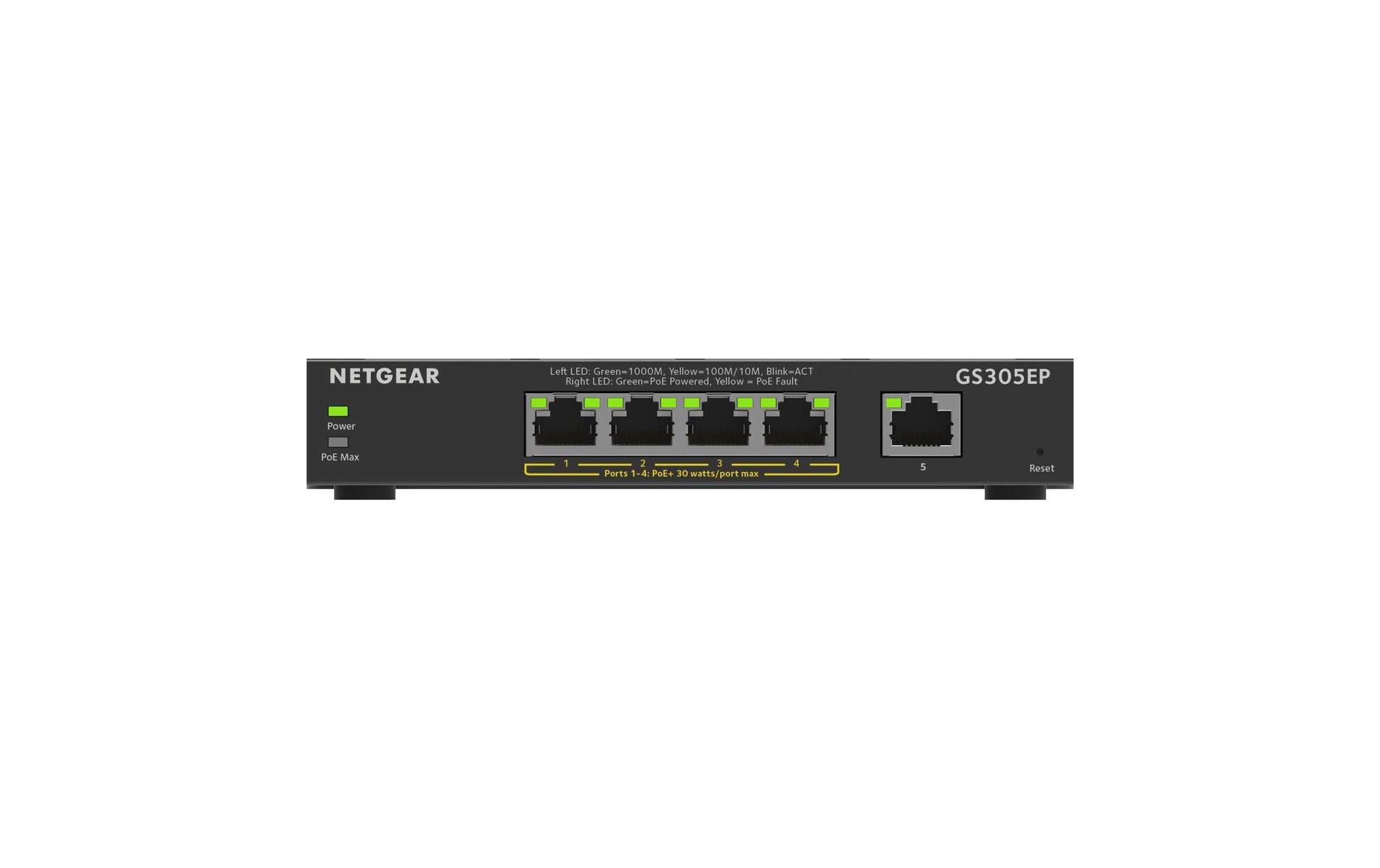 NETGEAR GS305EP – Managed L2/L3 Switch – 5× 1G (4× PoE+), PoE-Budget 63 W
