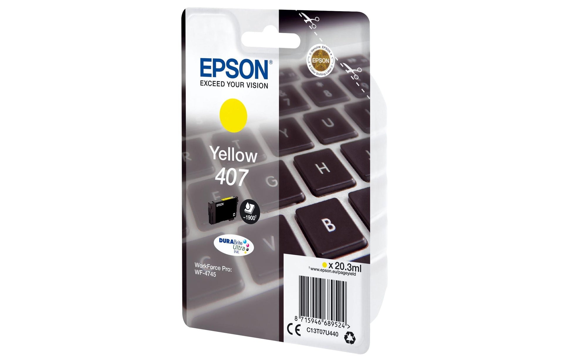 Epson Tintenpatrone 407, Gelb, 20 ml – für Inkjetdrucker