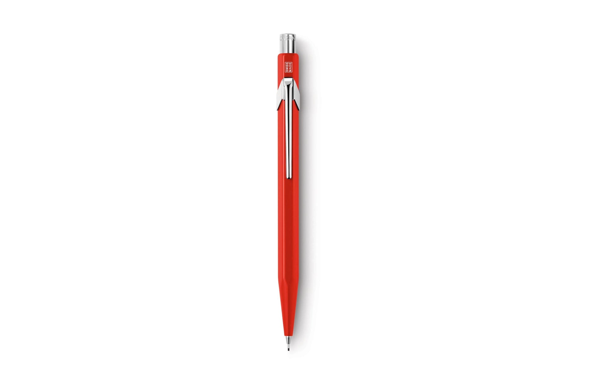 Caran d-Ache 849 Druckbleistift – 0,7 mm – Aluminium – Rot – Mit Radierer – 1er-Pack