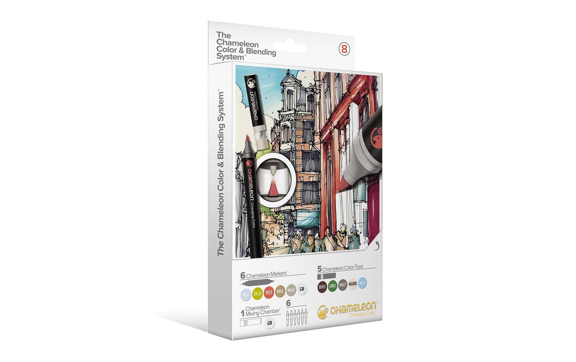 Chameleon N8 Permanentmarker – Bürstenspitze 1–4 mm – Color & Blending Set – 6er-Set