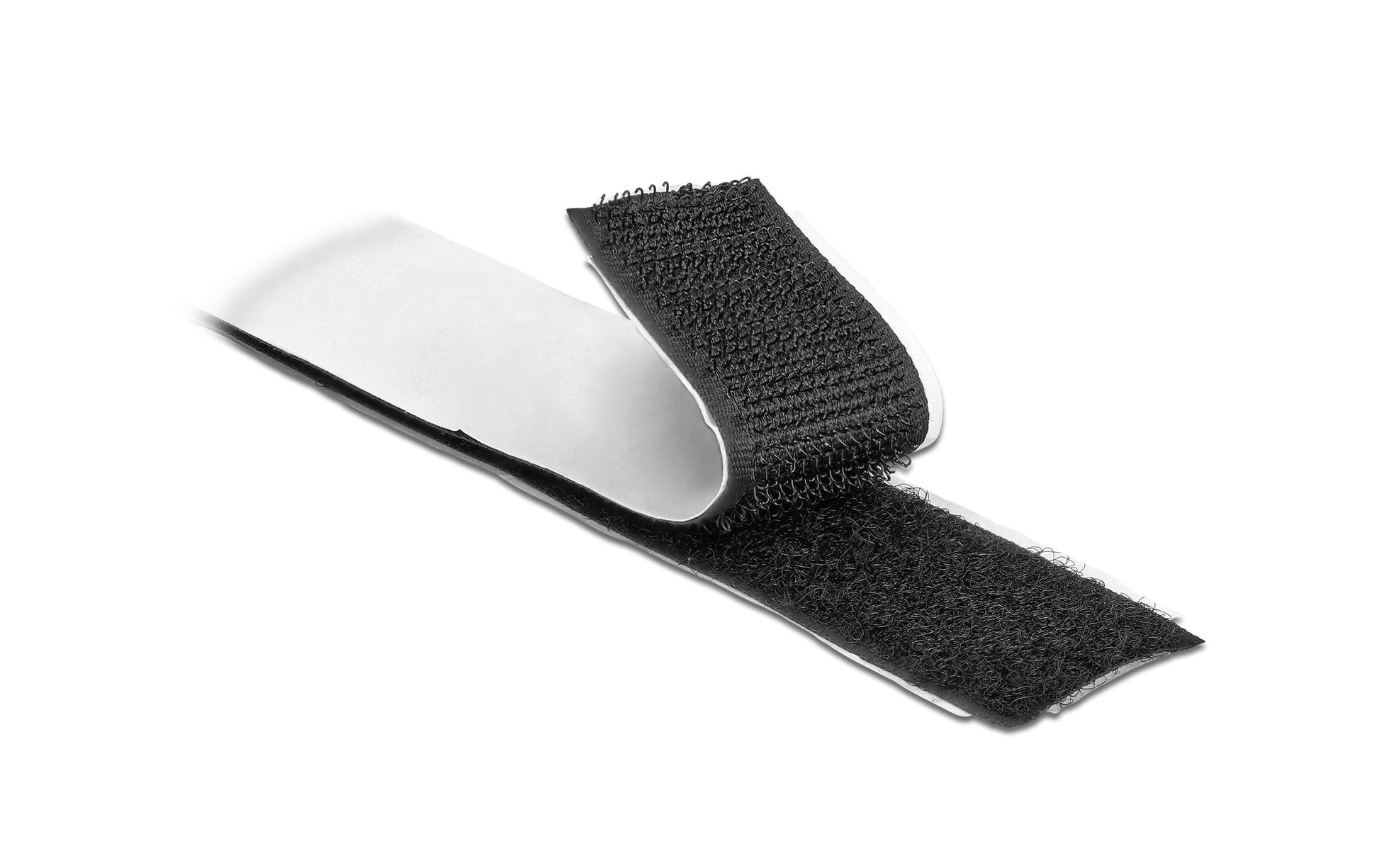 DeLOCK Klettband – 25 mm × 10 m, schwarz, selbstklebend, 1 Stk.