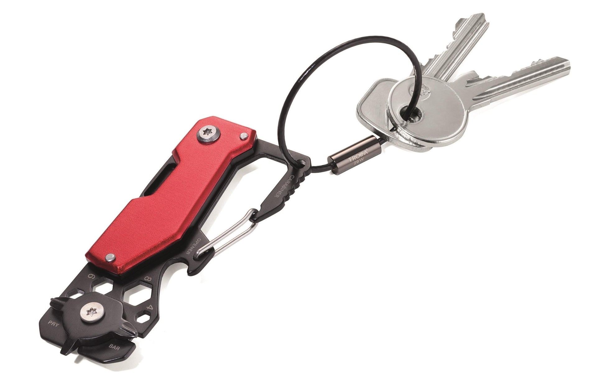 TROIKA KTL25-RD Multitool Schlüsselanhänger – Klingenlänge 3,5 mm, Feststellklinge – 10-teilig