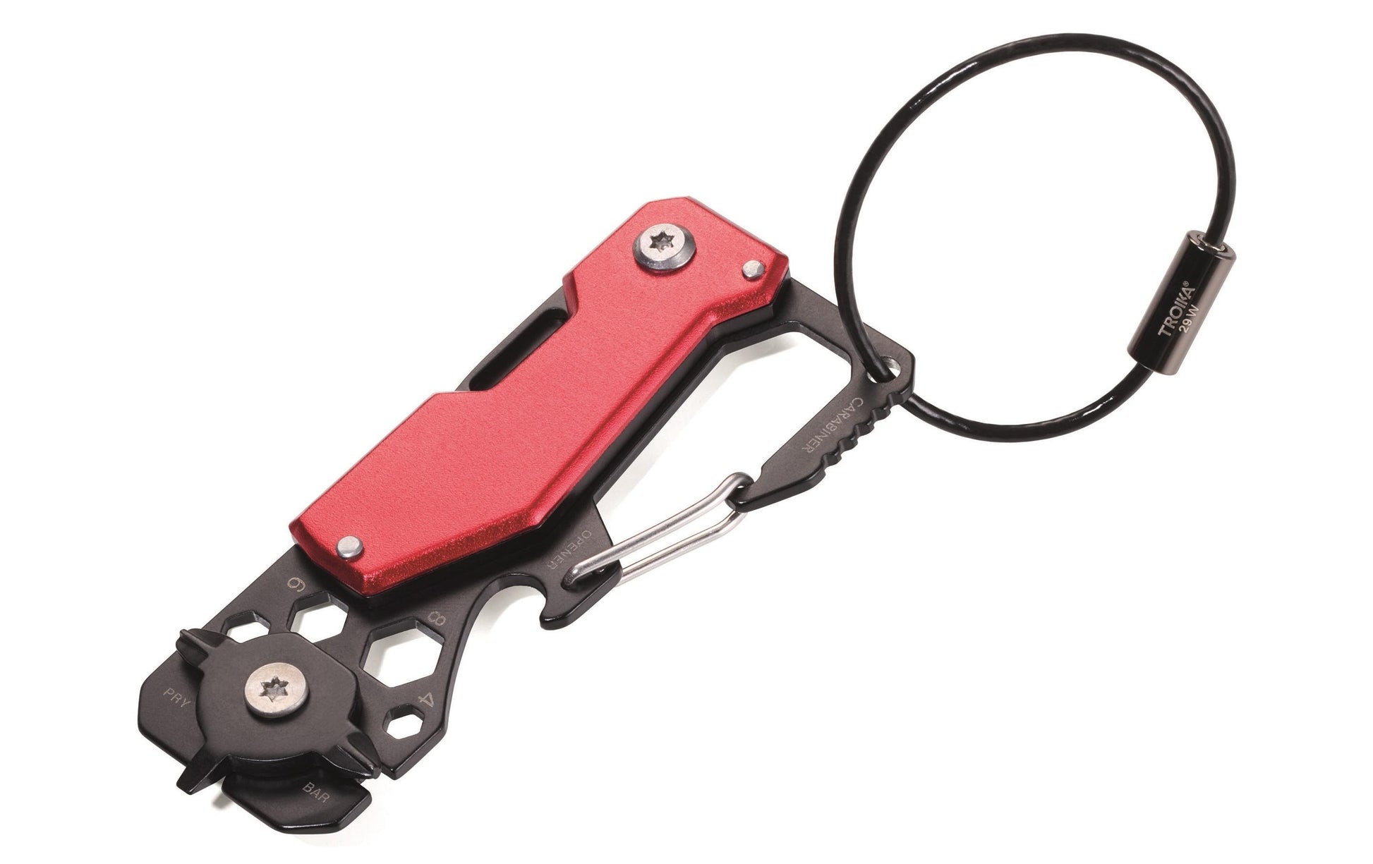 TROIKA KTL25-RD Multitool Schlüsselanhänger – Klingenlänge 3,5 mm, Feststellklinge – 10-teilig