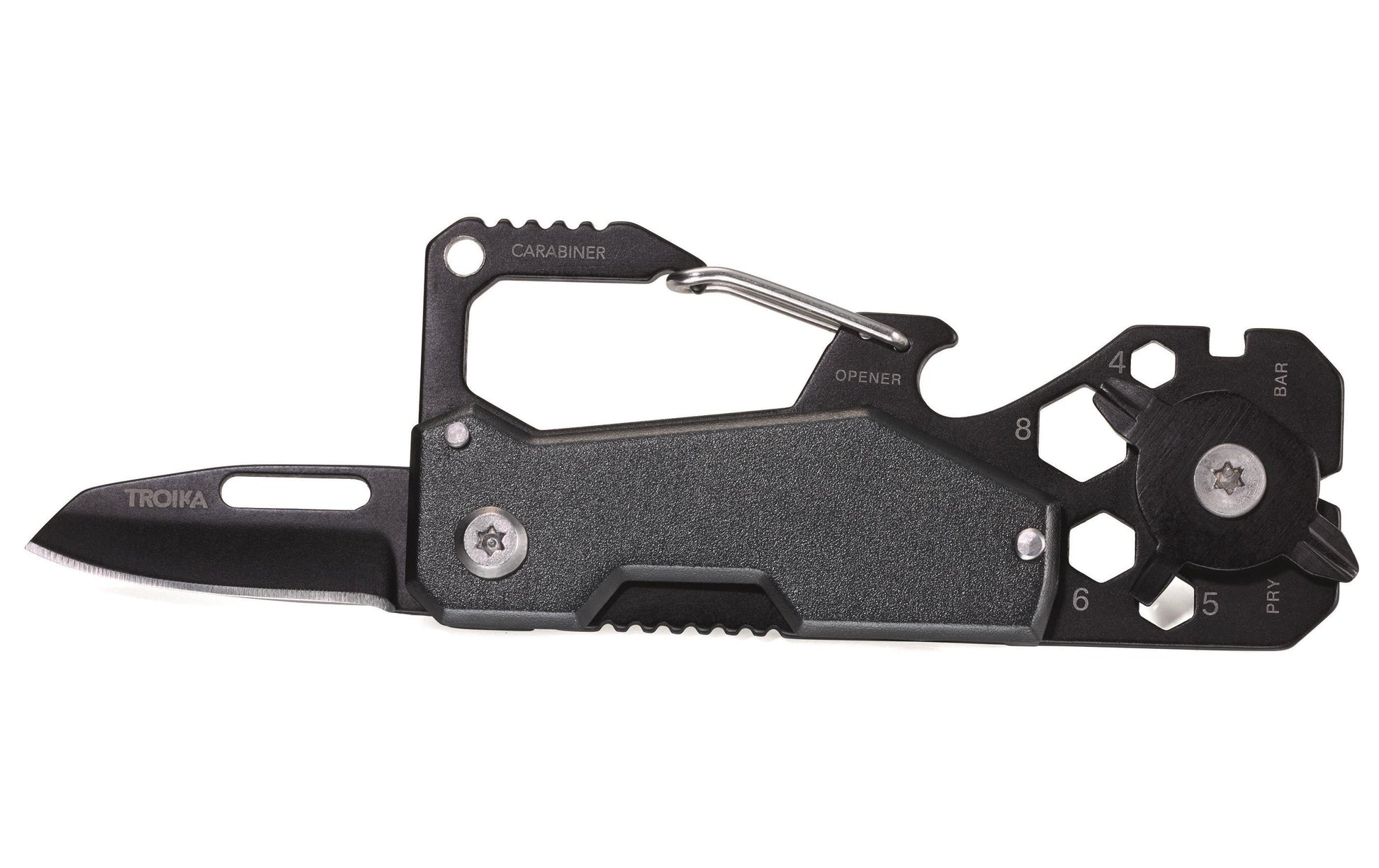 TROIKA KTL25-TI Multitool – 10 Funktionen, Schlüsselanhänger, Klingenlänge 8,5 mm