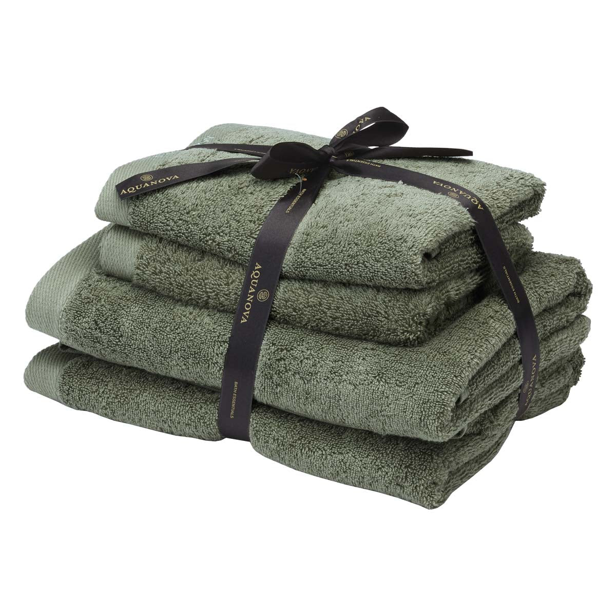 Aquanova Handtuch-Set – Rio – 4-teilig – Bio-Baumwolle (GOTS) – Grün – 2× 50 × 100 cm, 2× 67 × 130 cm
