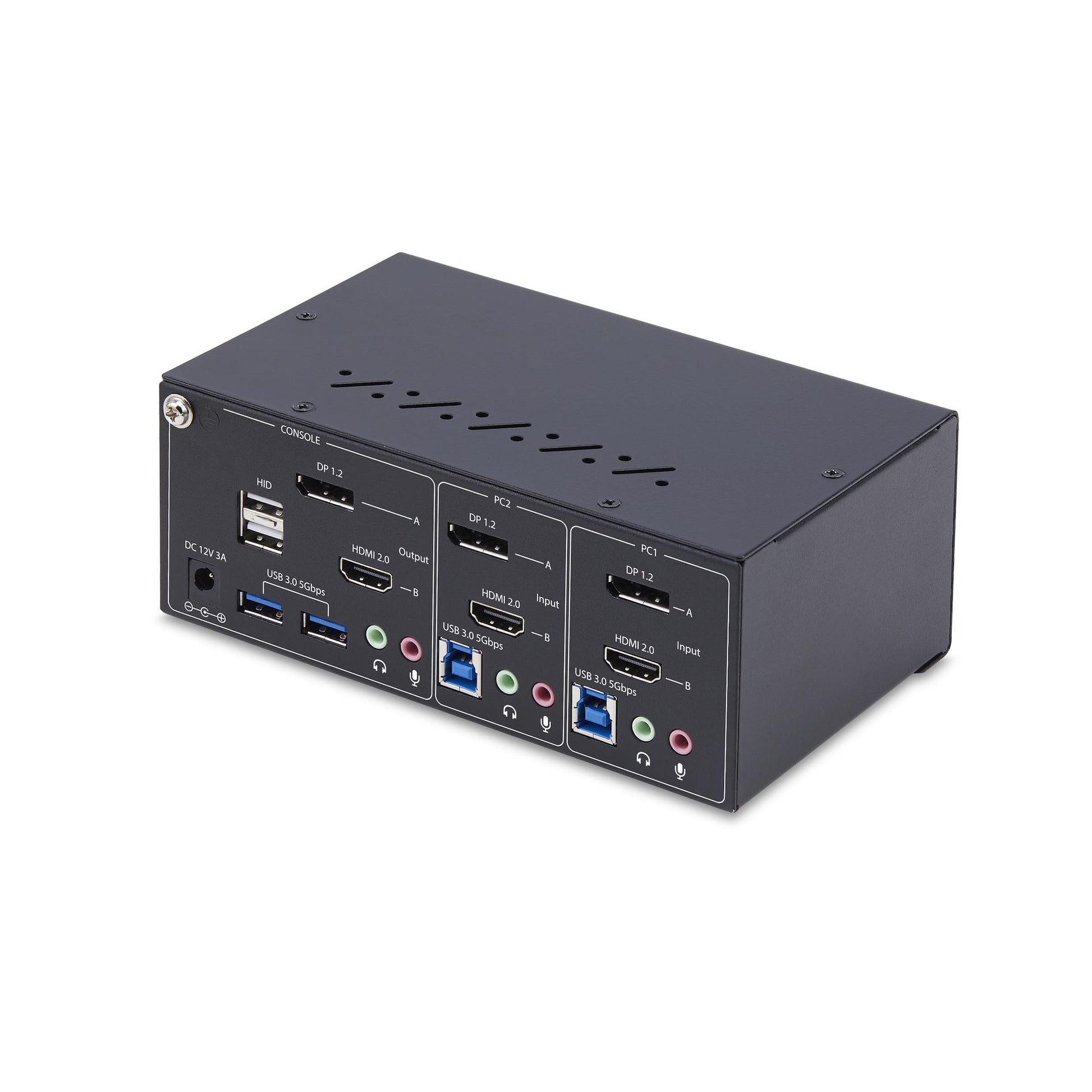 StarTech.com 2-Port Dual-View DP/HDMI KVM-Switch – 4K/60 Hz, USB 3.0-Hub, Audio