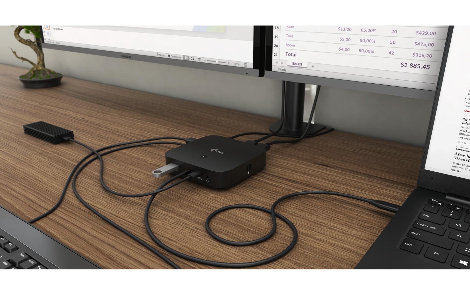 i-tec MST DS Dockingstation – USB-C, DP, HDMI, 5× USB-A, 2× USB-C, 100 W PD, GbE, für Windows/Mac/Linux