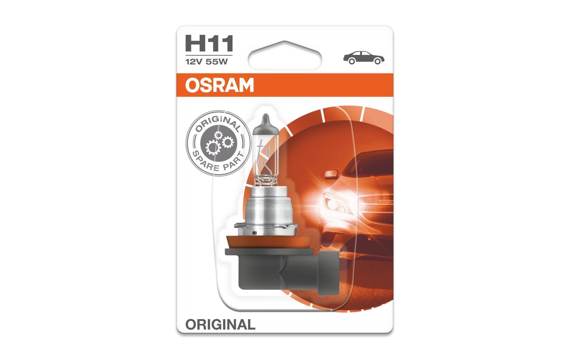 Osram Halogen-Leuchtmittel H11 PGJ19-2 – 1350 lm, 55 W – für Personenwagen – 1 Stk.
