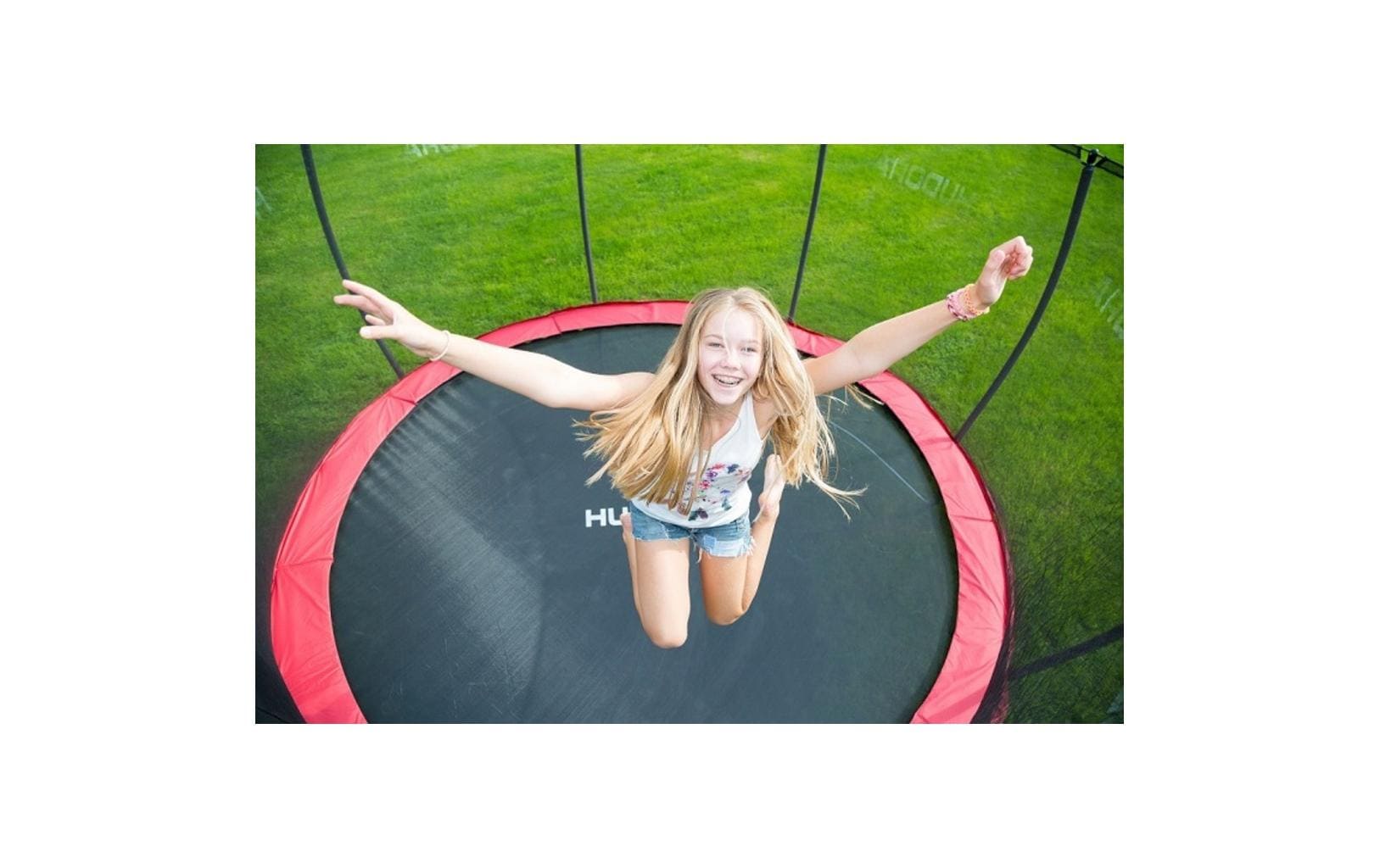 HUDORA Trampolin über der Erde – Ø 300 cm – 100 kg Belastbarkeit, Sicherheitsnetz, 60 Federn – Stahl