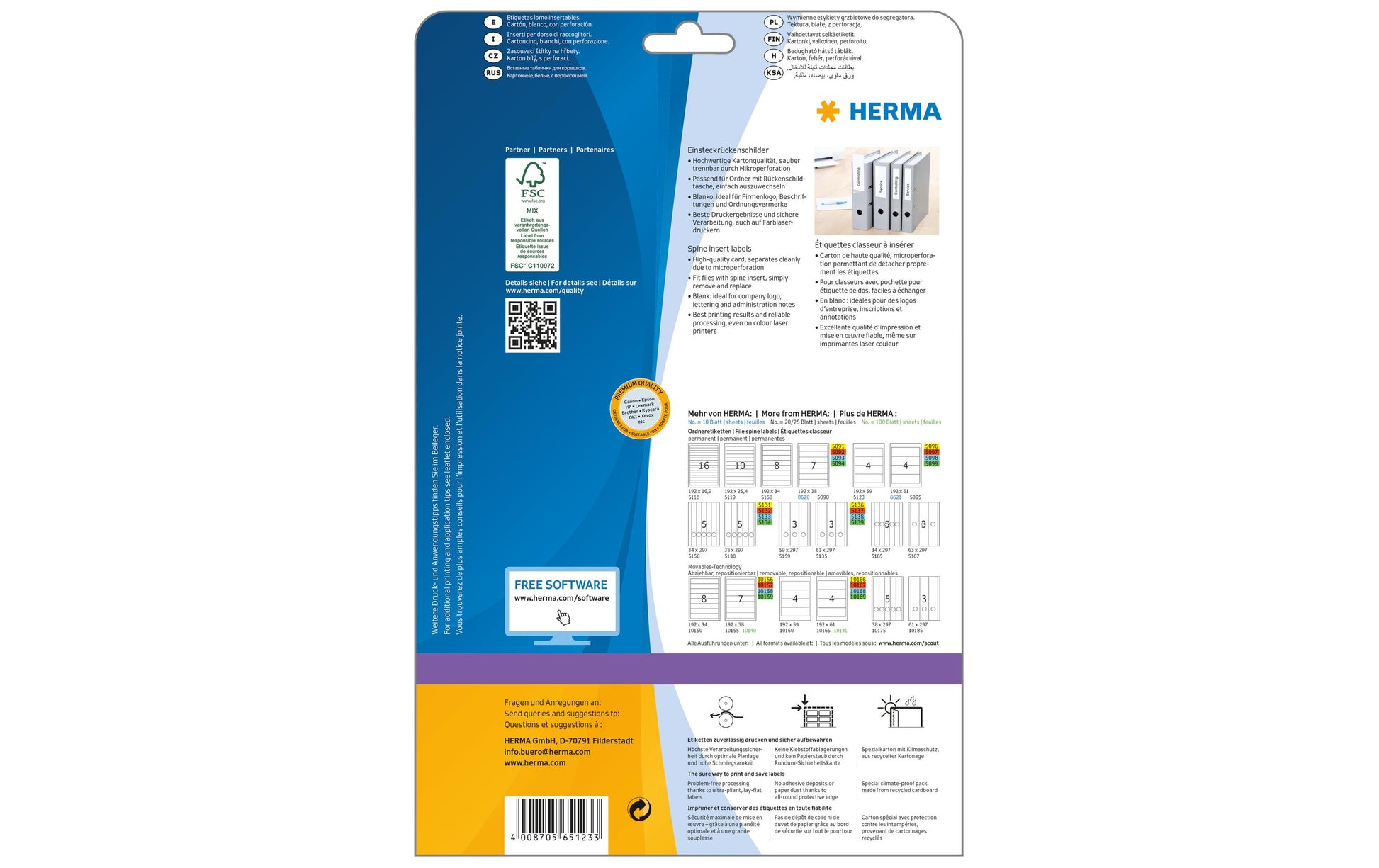 HERMA Schuletiketten – für Rückenbreite 4 cm – 28×143 mm, 225 Stk, 25 Bogen, Papier, nicht klebend