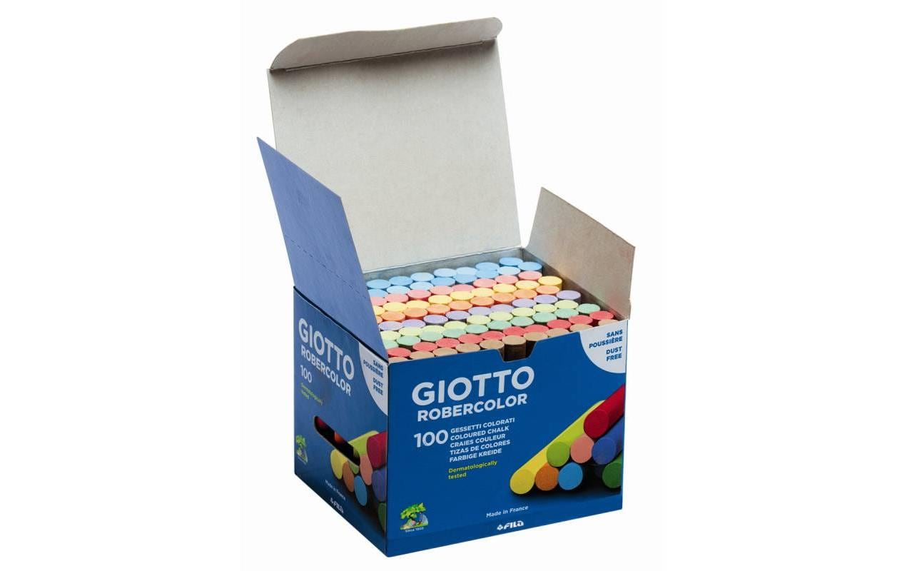 Giotto Robercolor Wandtafelkreide farbig sortiert rund Ø 10 × 80 mm staubfrei – 100 Stück