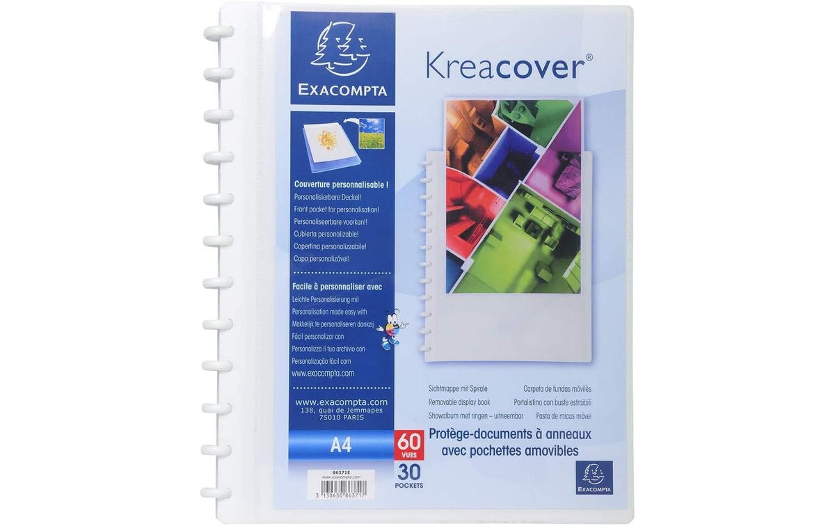 Exacompta Sichtbuch Kreacover personal A4, 30 Hüllen, Polypropylen, weiss – 1 Stück