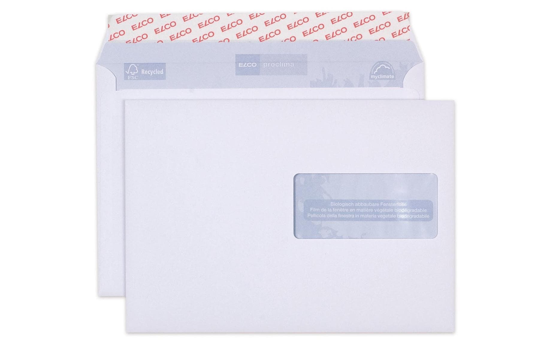 Elco Couvert C5, Fenster rechts, Haftklebung, weiss, 100 g/m², mit Innendruck – 500 Stk.
