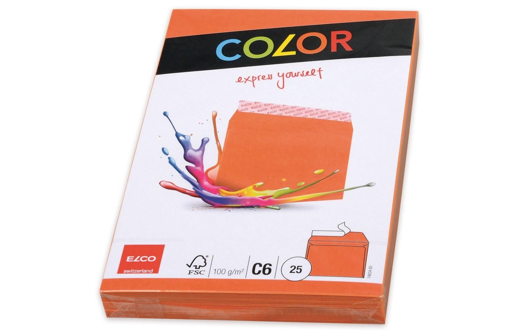 Elco Couvert C6, ohne Fenster, selbstklebend, orange, 100 g/m² – 25 Stk.