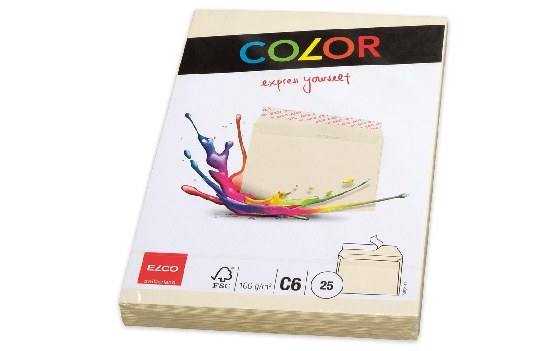 Elco Couvert C6, ohne Fenster, selbstklebend, hellchamois, 100 g/m² – 25 Stk.