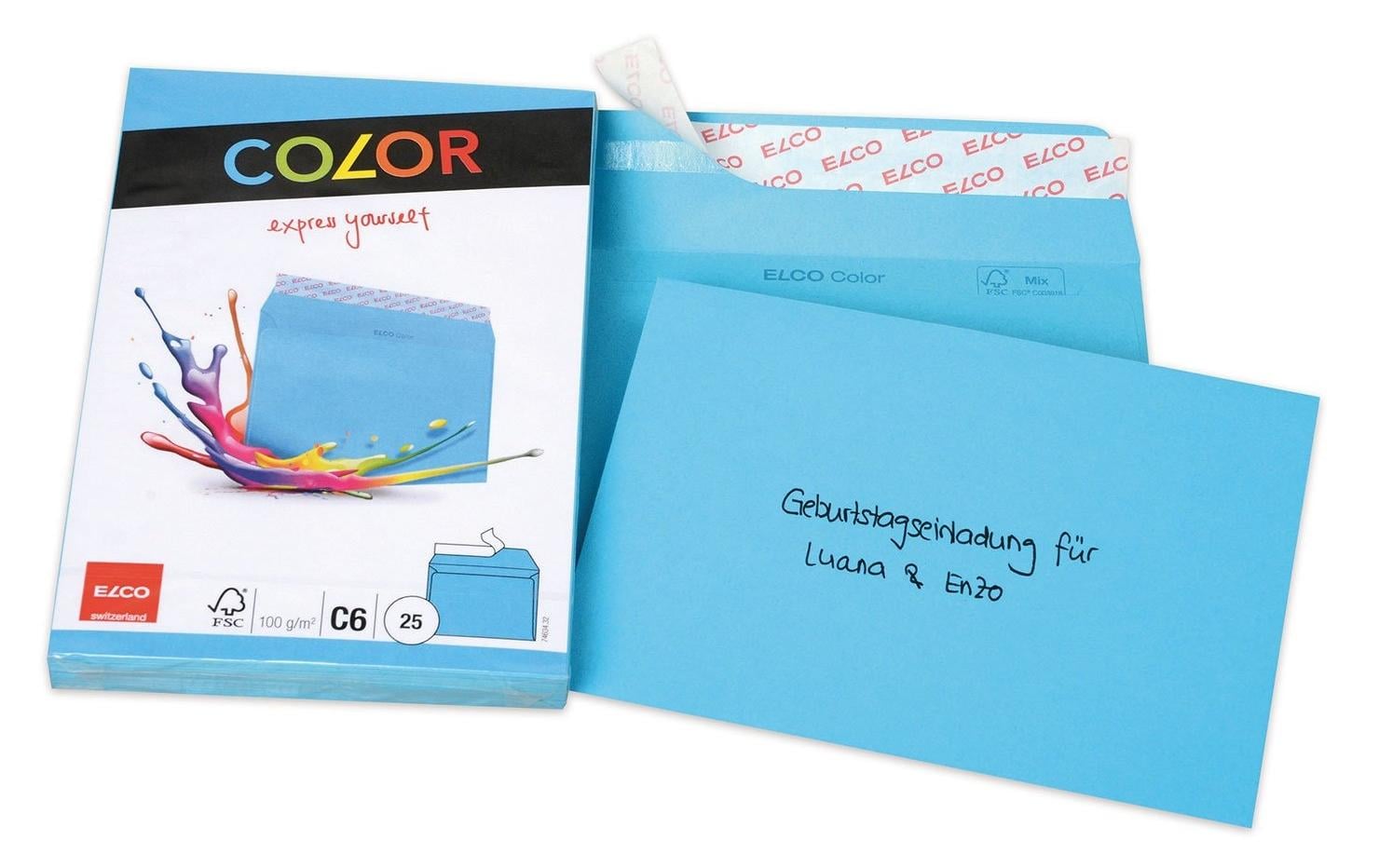 Elco Couvert C6, ohne Fenster, selbstklebend, intensivblau, 100 g/m² – 25 Stk.