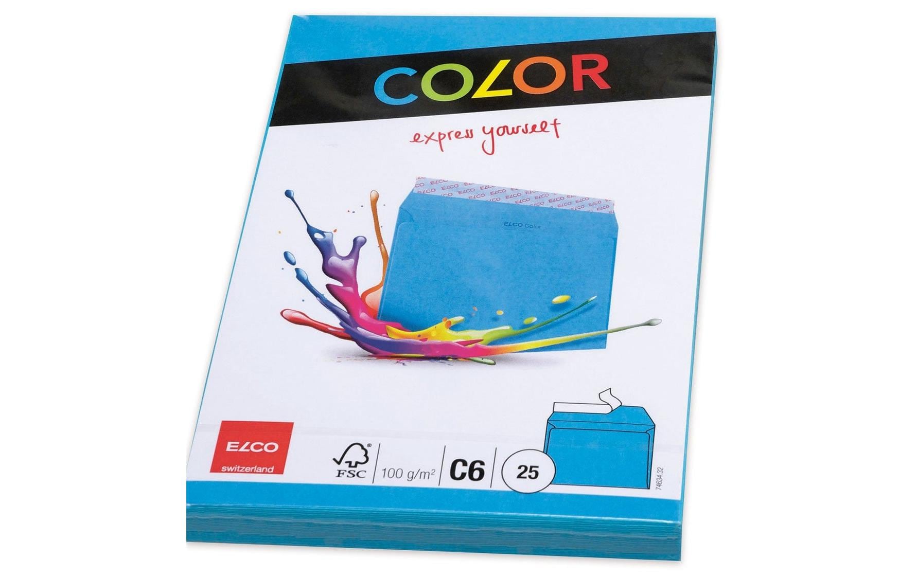 Elco Couvert C6, ohne Fenster, selbstklebend, intensivblau, 100 g/m² – 25 Stk.