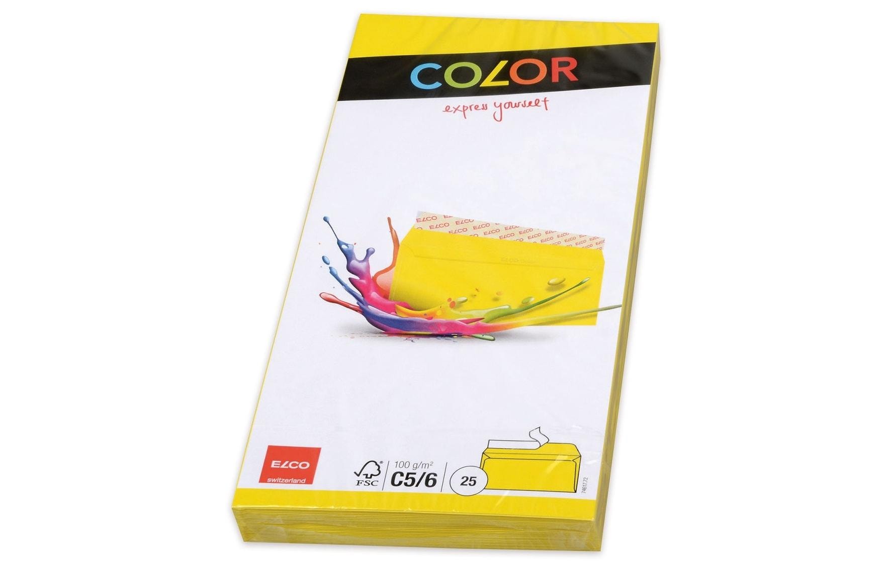 Elco Couvert C5/6, ohne Fenster, selbstklebend, gelb, 100 g/m² – 25 Stk.